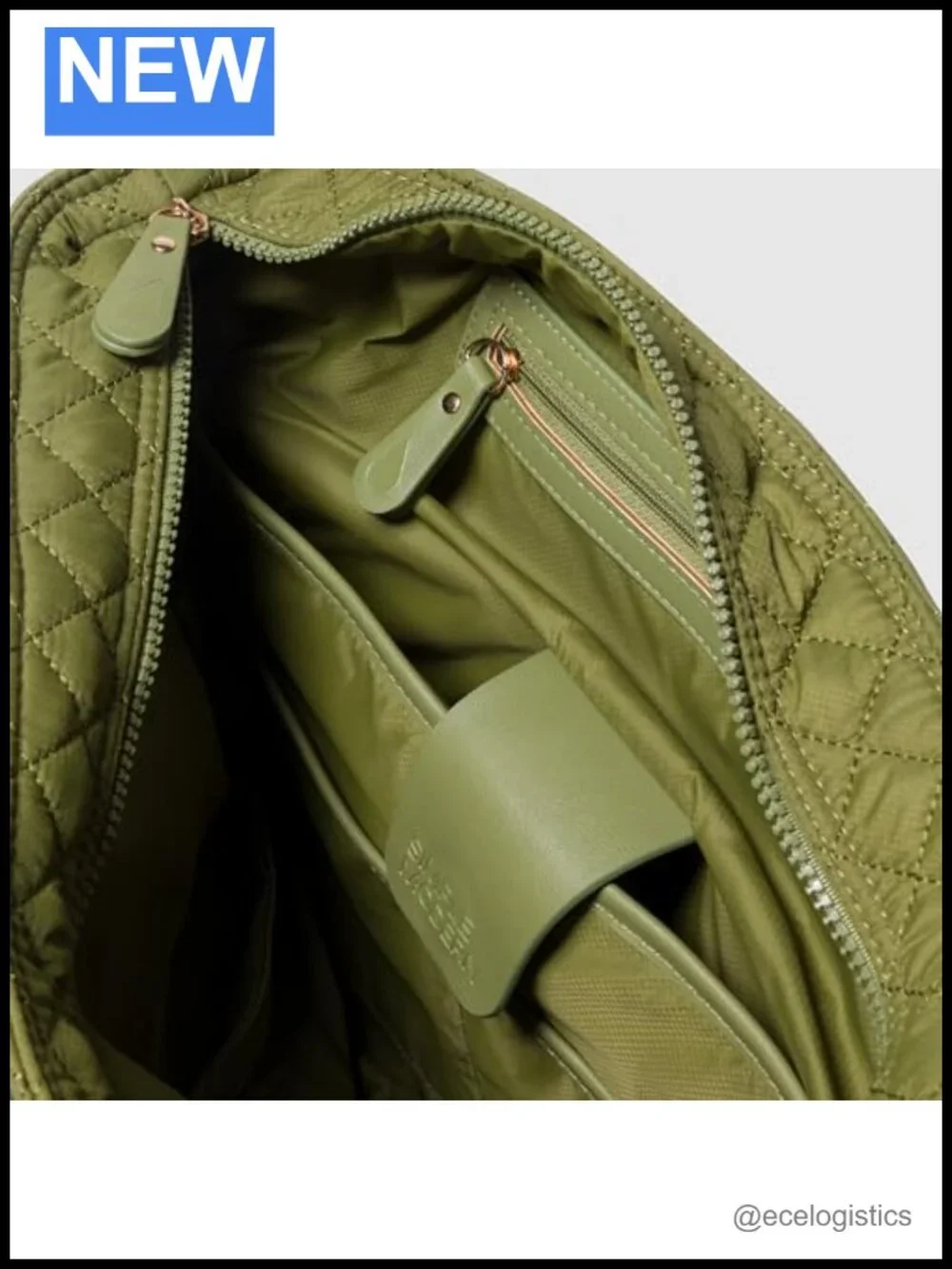Quilted Nylon Tote Bag for Women, Medium Size with Laptop Sleeve, Adjustable